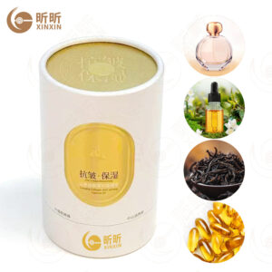 Paper Tube Packaging Luxury Cylinder Container for Essential Oil with Embossed Gold Silver Cardboard